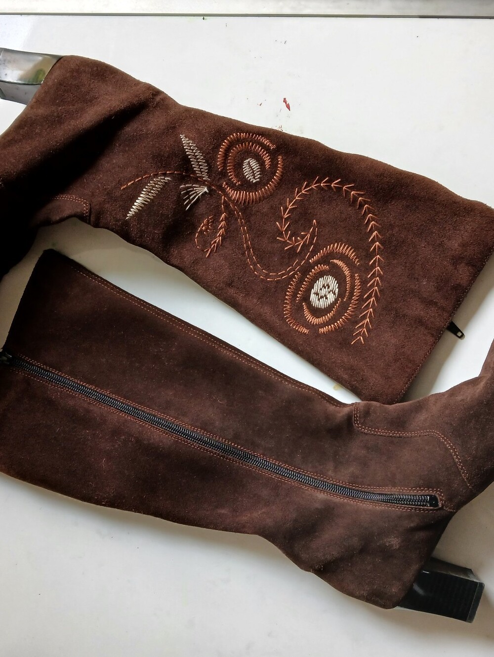 Dorndorf Vgt Suede  Women’s Embroidered Brown  Zip Boots Size 5.5